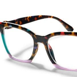 Peepers by PeeperSpecs Women's Birdie Square Reading Glasses, Peepfetti Tortoise, 1.00 + 1