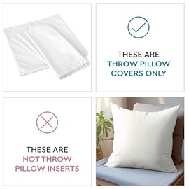 Encasa Homes Fine Chenille Throw Pillow Covers 2 pcs Set - White- 40x40 cm Textured Solid Colour, Soft & Smooth, Square Accent Decorative Cushion for Couch, Sofa, Chair & Bed