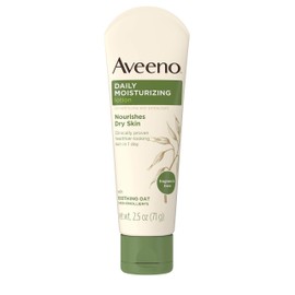 Aveeno Daily Moisturizing Body Lotion with Soothing Oat and Rich Emollients to Nourish Dry Skin, Fragrance-Free, 2.5 fl. oz