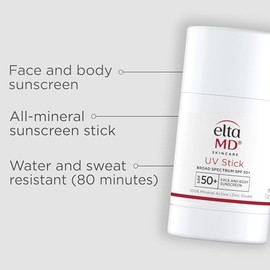 EltaMD Protector solar UV Stick para cara y cuerpo, protector solar mineral SPF 50+ con óxido de zinc para niños y adultos, piel sensible