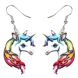 Bonsny Acrylic Drop Dangle Sweet Unicorn Earrings Horse Jewelry For Women Nice Gift