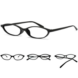 NSODREEM Retro Small Oval Glasses for Women Men 90s Small Face Blue Light Eyeglasses Cosplay Y2K Fake Glasses (Black Frame)