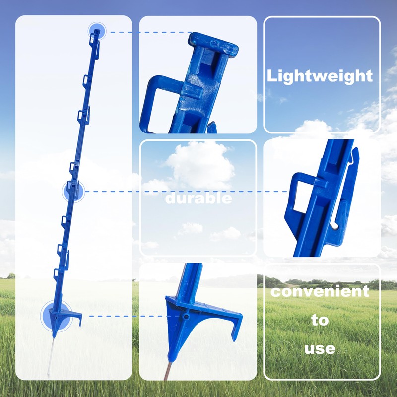 EFencSolv Step-in Fence Post (50 Pack), 42 Inch, with 12