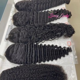 Glueless HD Lace Closure Frontal Closure Wig Straight Deep Wave Burmese Curly Wig Raw Cambodian Human Hair Wig for Black Womenstyle: Indian curly, color: Black, stretched length: 10 inches, Lace Size: hd 4x4 closure
