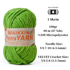 （4 Lime Green） 4 Pack Super Soft Fuzzy Chenille Chunky Yarn for Crocheting, 400g (350yds) Velvet Fluffy Amigurumi Yarn for Hand Knitting Baby Blankets Weaving Craft