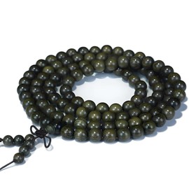 Zen Dear Unisex Burried Ebony Prayer Beads Buddha Buddhist Prayer Beads Meditation Mala Necklace Bracelet (8mm 108 beads)