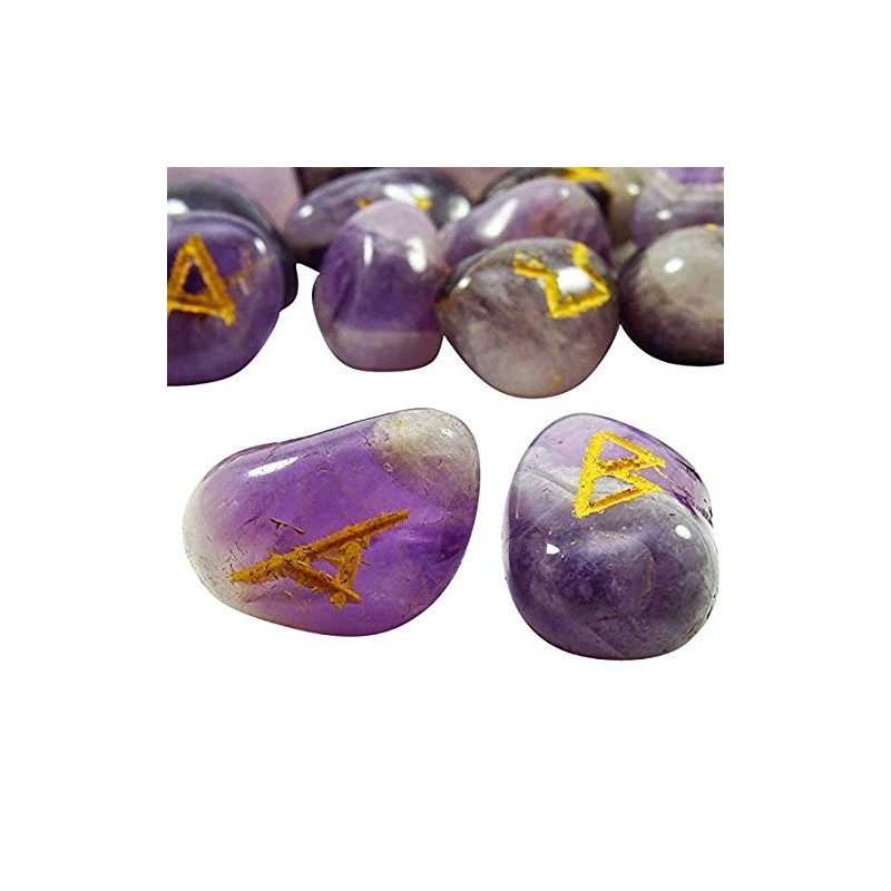 Whitewhale Red Jasper Rune Stones Tumbled Engraved Lettering Crystal Set