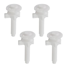 Chinflly Universal White Plastic Toilet Seat Hinge Bolts and Nuts Replacement Kit,Toilet Seat Screws Replacement Nuts and Washers Parts Kit for Fixing The Top Toilet Seat, White (4 Sets)