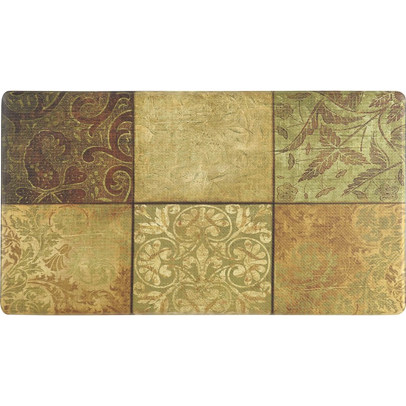 Oversized 20"x36" Feel at Ease Anti-Fatigue Kitchen Mat (Green Mosaic)