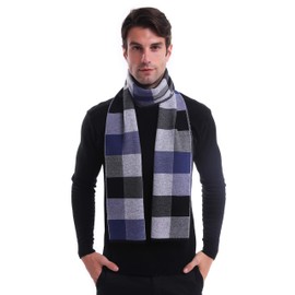 KEECOW Mens Merino Wool Winter Scarf Classic Warm Soft Thick Long (Blue)
