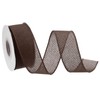 sourcing map Burlap Ribbon Fabric Wired Edge Ribbons Brown 1-1/2