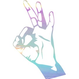 NBFU Decals Symbol Gotcha Hand Style 2 (Holographic Opal Purple) (Set of 2) Premium Waterproof Vinyl Decal Stickers for Laptop Phone Accessory Helmet Car Window Bumper Mug Tuber Cup Door Wall