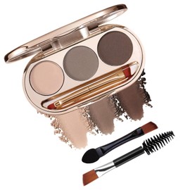 3 Colors Eyebrow Powder Kit,Waterproof Eye Brow Tinting Powder Palette,Long-Lasting Dark Brown Light Black Brow Filler DIY Brow Shape,Makeup Women-With Mirror Eyebrow Brush (01#Dark Brown Set)