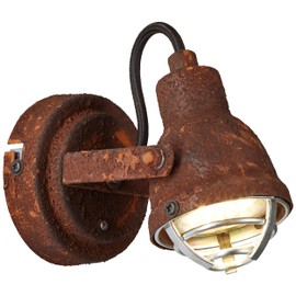 Lightbox Industrial Wall Spotlight in Vintage Look with Pivoting Head Metal Rust
