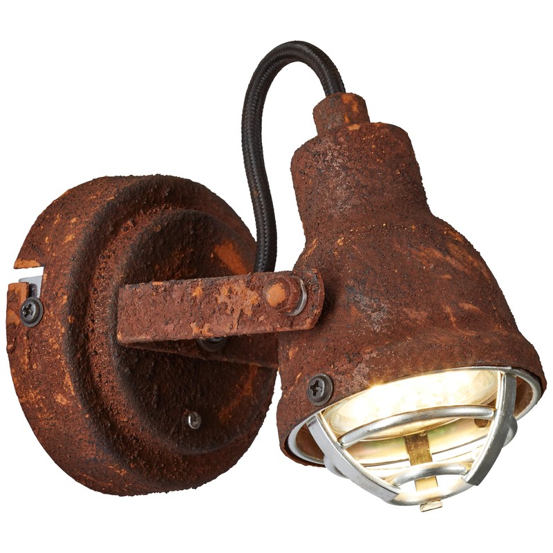 Lightbox Industrial Wall Spotlight in Vintage Look with Pivoting Head