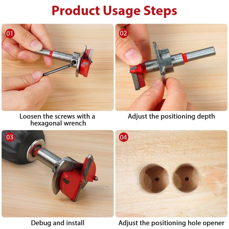 flintronic Forstner Drill Bit, 20mm Adjustable Positioning Drill Bit Set,