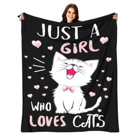Cat Blanket Gifts for Women Cat Gifts for Cat Lovers Soft Flannel Kawaii Cat Throw Blanket for Kids Adults 50"x40"