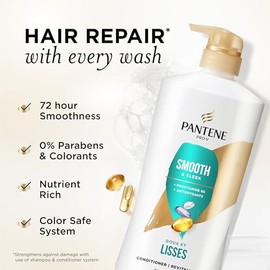 Pantene Conditioner Twin Pack with Hair Treatment Set, Smooth and Sleek for Frizz Control, Safe for Color-Treated Hair