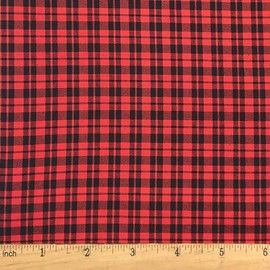 Red Black Mini Checkered Plaids Fabric Width 57 Inches Soft Poly Yarn Dyed Tartan for DIY Holiday Craft Decoration and Sewing Dress Apparel (Cut by The Yard)
