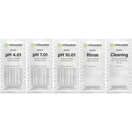 Milwaukee Instruments M1004 pH 4.01 M1007 pH 7.01 M10010 pH 10.01 Rinse M10000 Cleaning M10016 pH Calibration Solution 20mL Sachets Bundle for pH and Electrode Buffer