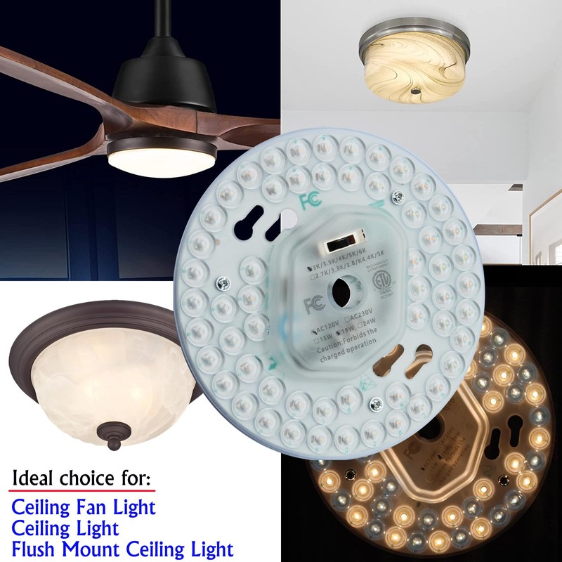 18W Dimmable LED Ceiling Fan Flush Mount Light Engine Retrofit