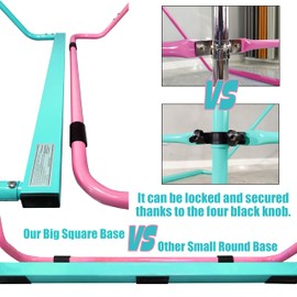 PreGymnastic Folding Gymnastics Bar with Rings, Foldable Kip Bar with Sturdier Base, Training Bar for Kids Ages 3-10, Horizontal Bar, Home Gym Equipment for Boy Girl(Foldable Bar with Mat,Teal-Mat)