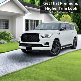 BOGAR TECH DESIGNS Front Lip Chrome Delete Overlay Compatible with Infiniti QX80 2018-2024, Gloss Black