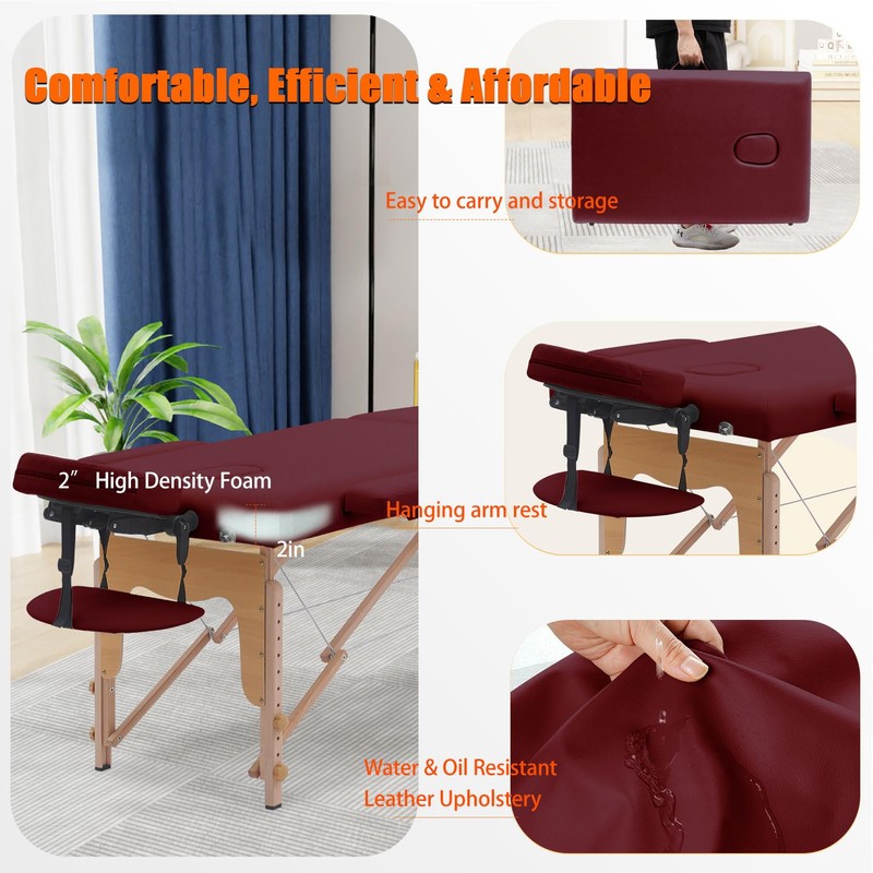VIRRMO Portable Massage Table with Neck Stretcher, 84 inch Adjustable