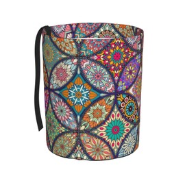 KXWQTRDD Car Trash Bag Vintage Mandala Floral Waterproof Trash Small Car Can Portable Collapsible Car Garbage Can Hanging for Back Seat Floor or Hanging Headrest Car Decor Road Trip Essentials