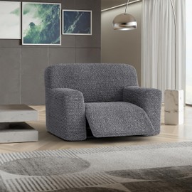 PAULATO BY GA.I.CO. Extra Large Recliner Cover - Oversized Recliner Chair Cover - Washable Fabric Slipcover - 1-Piece Form Fit Stretch Furniture Protector - Microfibra - Dark Grey (Recliner Cover)