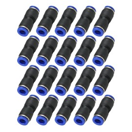 PATIKIL 20pcs 6mm Push To Connect Fitting Plastic Airline Hose Fitting Quick Release Pneumatic Connector for Straight Union 2 Way Coupler Tubing Blue
