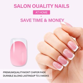 LKE Professional Press-On Nails, Pink French Manicure Style, Premium Salon Quality, Long Lasting 2 Weeks, At-Home Application