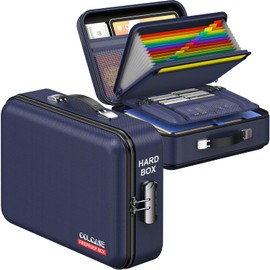 COLCASE Fireproof File Box, Hard Case Fireproof Document Organizer with Lock Hard-Shell Design Fireproof Water Resistant Safe Box for Important Documents Certificates Laptop Passports Blue