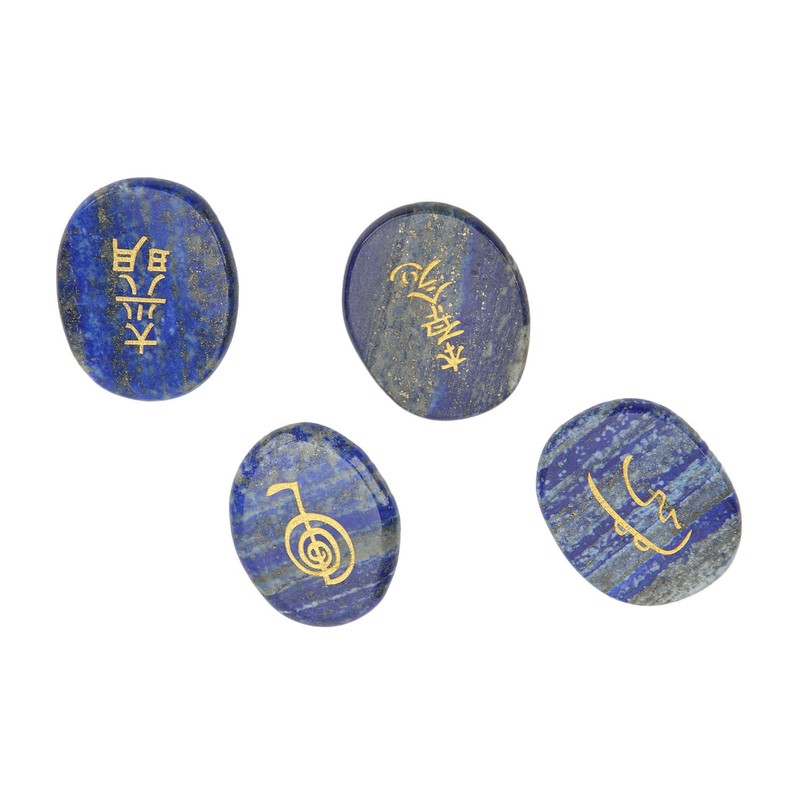 4Pcs Reiki Symbols Stones Smoother Surfaces Engraved Reiki Stones for