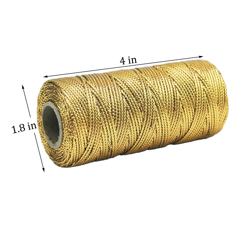 Metallic Bright Gold Twine 1.5 mm Thick 328 Feet for