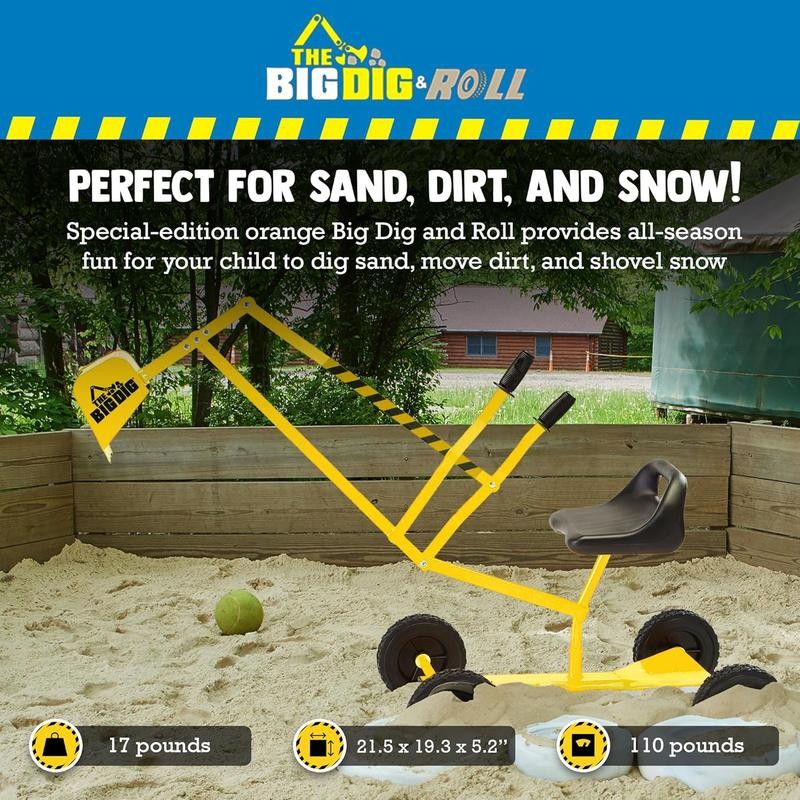 Excavator Ride, Sand Digger w/ 360 Rotation Base for Kids