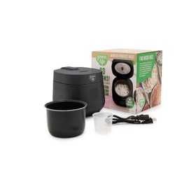 GreenLife Digital Rice Cooker, 2-Cups Uncooked/4-Cups Cooked, Removable Nonstick Ceramic PFAS-Free Pot, One-Touch Presets, Oats, Quinoa, Brown Rice, Auto Keep Warm, Fuzzy Logic Tech, 1.5 QT, Black