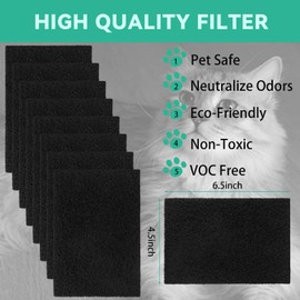 8 Pcs Charcoal Filters Compatible with Van Ness Cat Litter Box, Black 4.5 x 6.5Inch Replacement Activated Carbon Premium Odor Filters for Pureness F6 Zeloite Air Filter