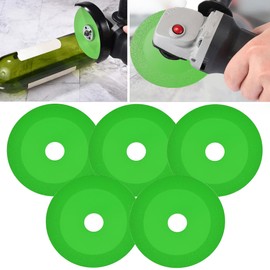 Mornajina 5Packs 5 Inch Glass Cutting Disc 2.2 for Angle Grinder 7/8" (Model 125), Diamond Cutting Blade Disc Grinding of Ceramic, Jade, Crystal, Wine Bottles, Tile (Green)