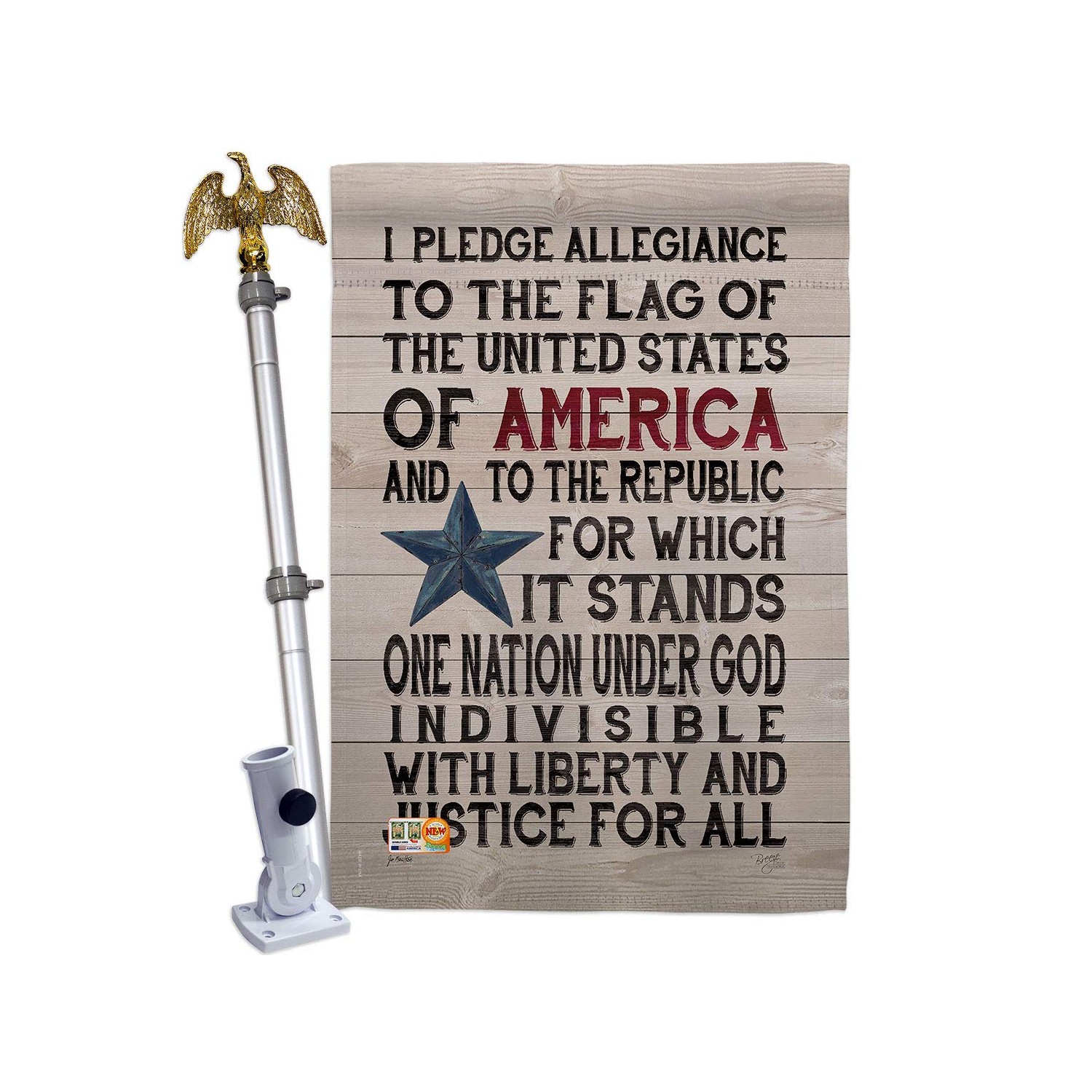 Pledge of Allegiance House Flag Eagle Set Americana Star and Stripes ...