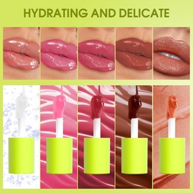 Xumann 5PCS Fat Lip Oil Set, Non-Sticky Oil Lip, Moisturizing Lip Oils Long Lasting for Girls Women