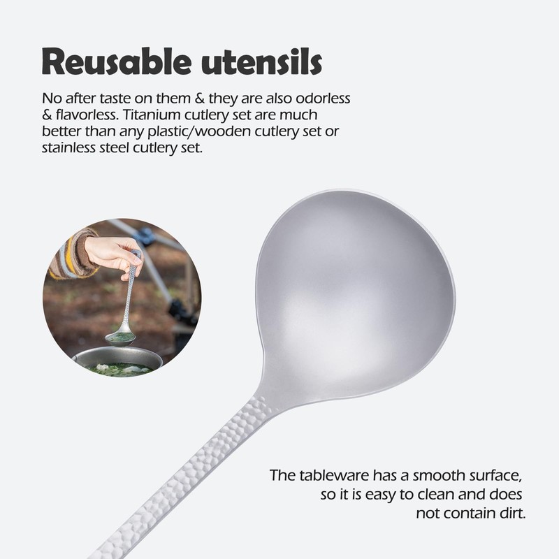 Boundless Voyage Titanium Ladle Deep Soup Spoon, Stirring & Serving