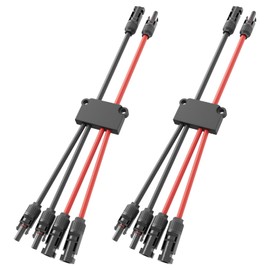 Pjerjzn Solar Panel Connector 4 to 2 Solar Y Branch Connectors PV Panels Parallel Connectors Kit Adapter Waterproof Wire Plug Tool for Solar Panel(2 Pcak MF/FFMM)