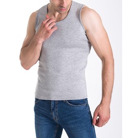 Flygo 2 Pack Thermal Tank Top Men Cotton Winter Warm Fleece Lined Underwear Sleeveless Vest Undershirt(Black+LightGreyM)