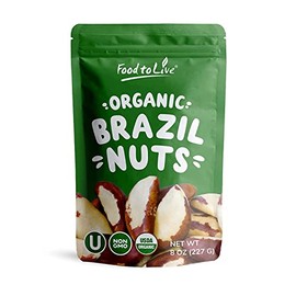Organic Dry Roasted Brazil Nuts with Himalayan Salt, 8 Ounces â Non-GMO, Oven Roasted, Lightly Salted, No Oil Added, Whole. Vegan, Kosher, Bulk. High in Protein and Selenium. Keto-Friendly Snack