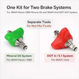 Bike Brake Bleed Kit for SRAM Maven/DB8 DB4 DB6 Mineral Oil & SRAM/Avid DOT 4/5.1 Hydraulic Disc Brakes, Dual-System Bleeding Tool Set, No Brake Fluid Included