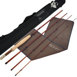 Riverruns S-Glass Fiberglass Fly Fishing Rods 4pc 6’6” LW3, 7’7” LW4, 8’1” LW5 Ultra Light Classic Medium Fast Action Fly Rods (trangsparent Brown, 8'1''LW5)