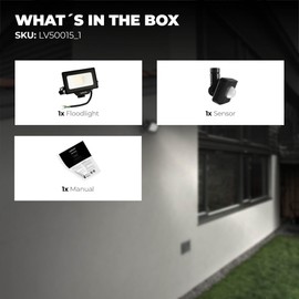 Ledvion - LED Floodlights with Motion Sensor, 10 Watt, 4000 K, 1100 Lumens, IP44, with Quick Connection