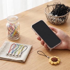 YEDOUALE 200 Pezzi Cinturini per Telefono con Anello 8 mm, 100 Neri + 100 Multicolore, Cordoncini in Nylon con Moschettone per Ciondoli, Portachiavi, USB, DIY