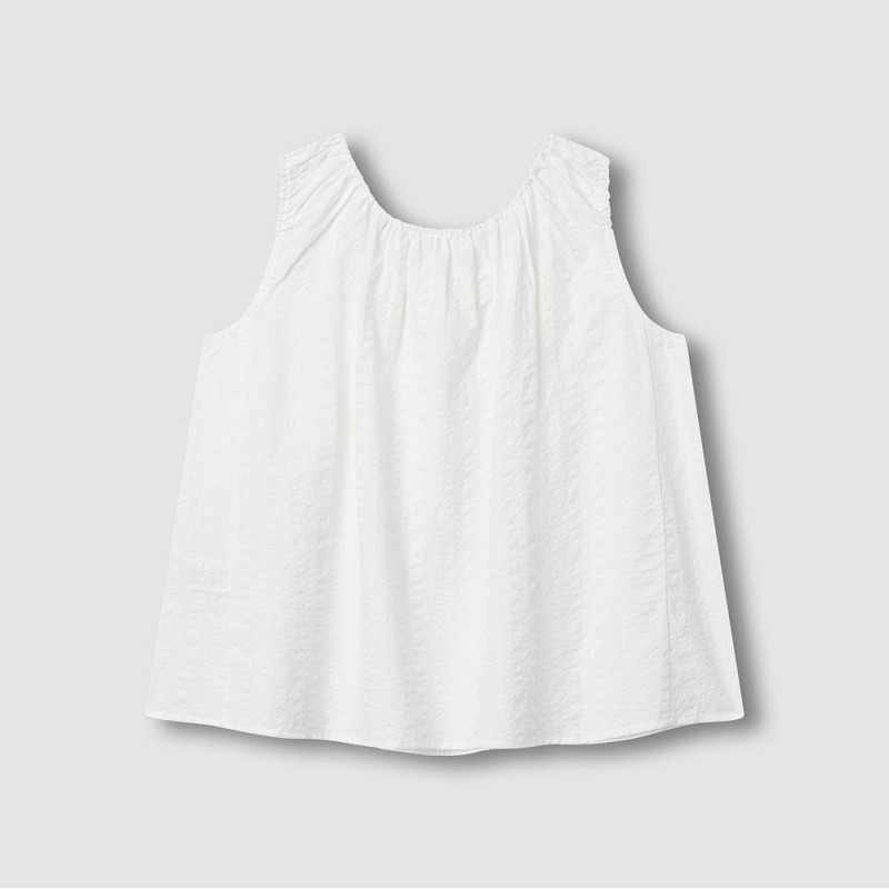 JAJU [JAJU] Women's Soft Seersucker Sleeveless Pajama Shirt_White